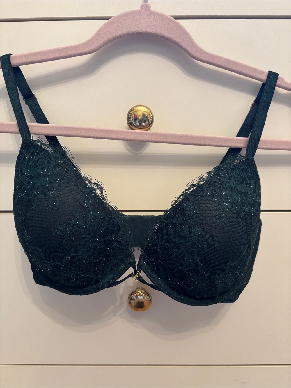 Victoria's Secret Black Lace Push-Up Bra with Sparkle Detail